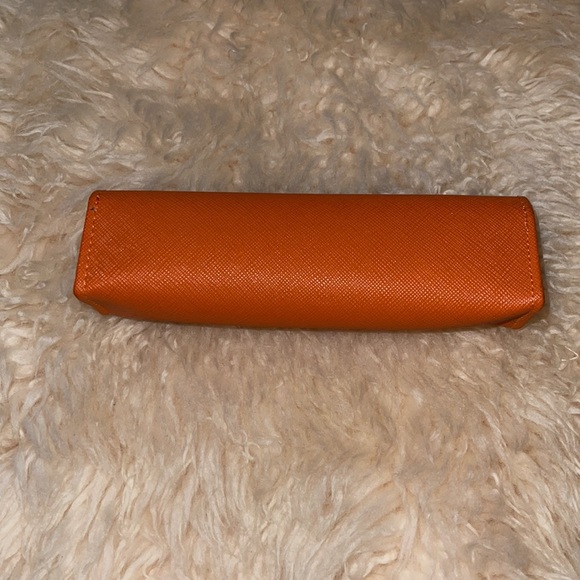 Tory Burch Orange Eyeglass Case with Gold Logo - Picture 2 of 15